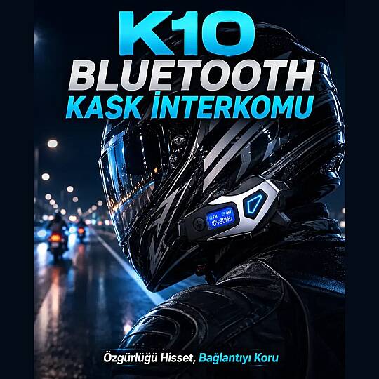 K10 Motosiklet Interkomu Bluetooth Kask Kulaklığı FM Radyo Destekli