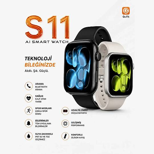 S11 Akıllı Saat Bluetooth Arama Kalp Atış Takibi IP67 Suya Dayanıklı Çoklu Spor Modu - Siyah